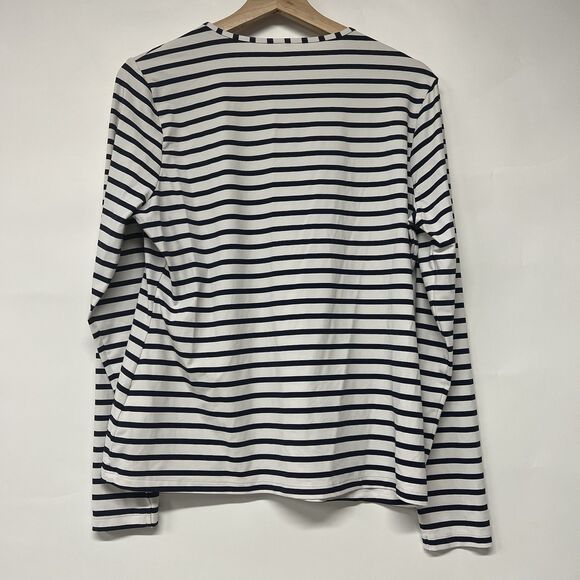 Lands End Women’s Blue White Striped Nautical Rash Guard Medium 8-10 - Picture 4 of 6